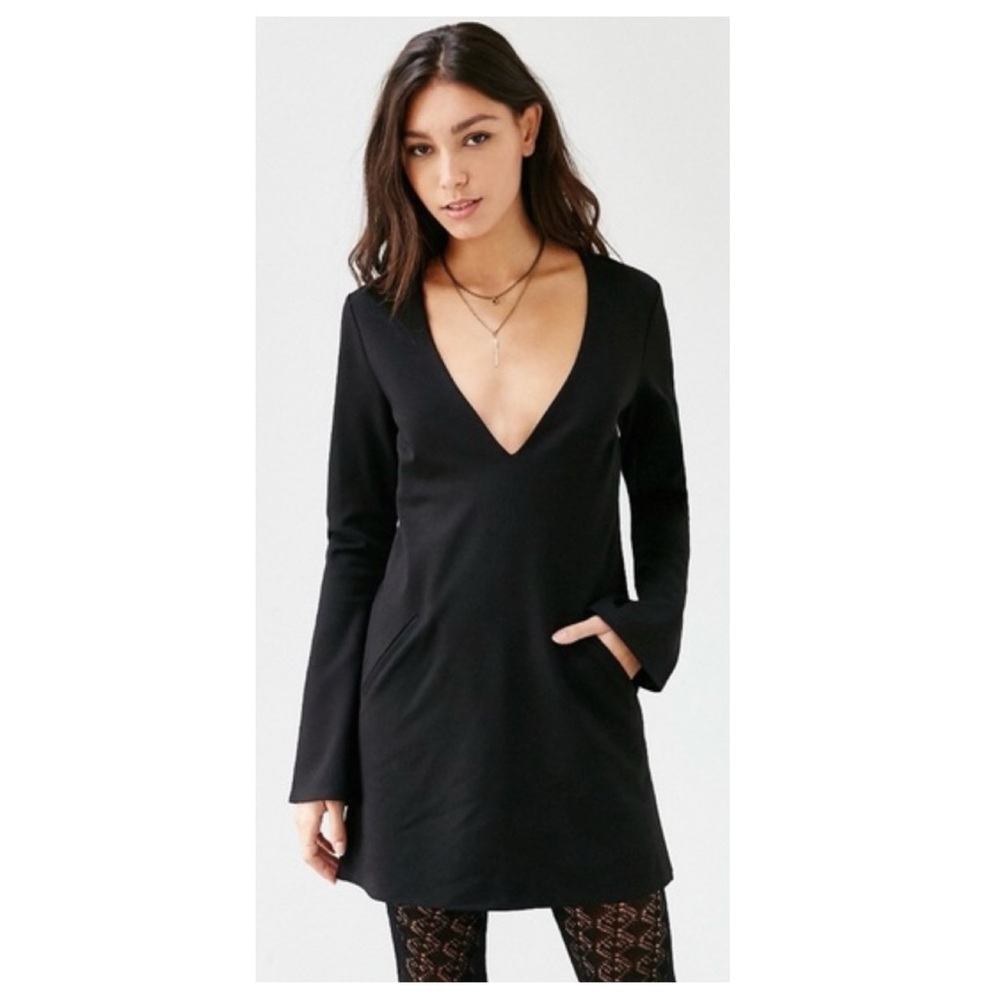 Silence + Noise Black Oslo Plunge Mini Dress